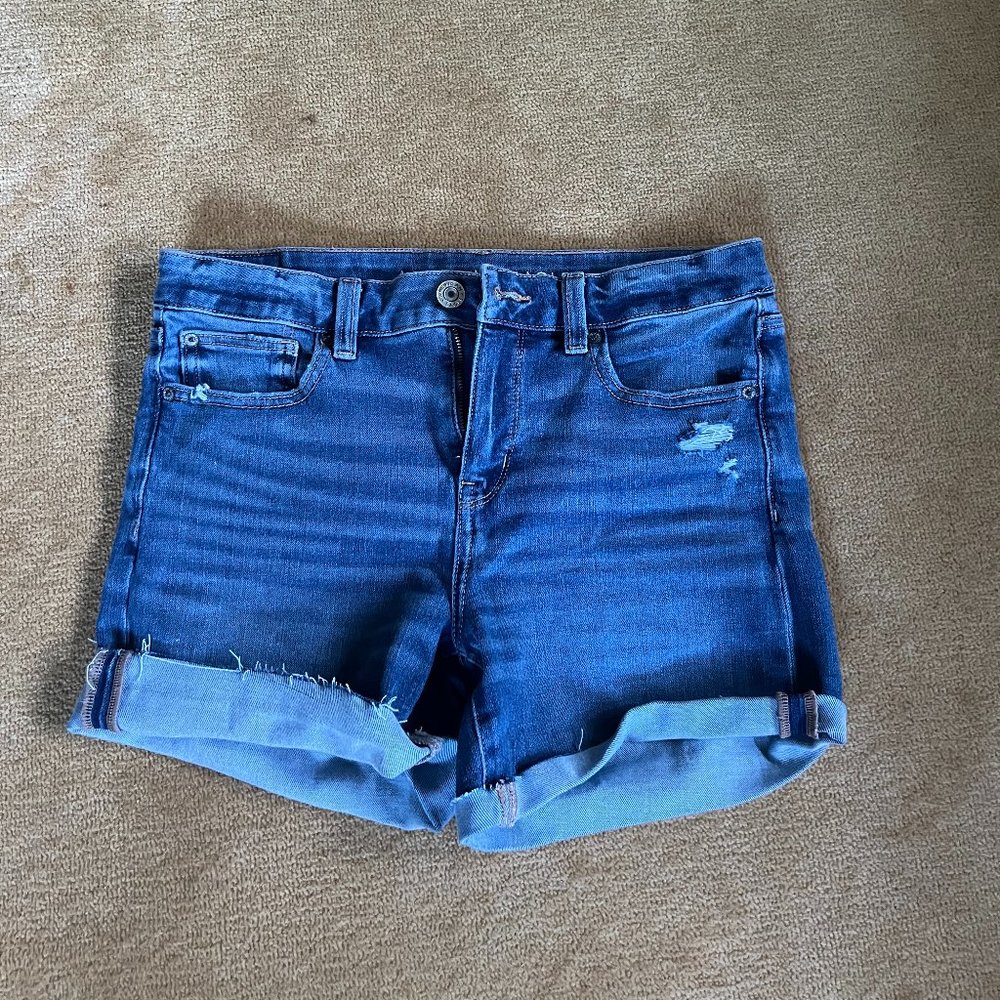American Eagle Dream Jean Midi Shorts - Blue